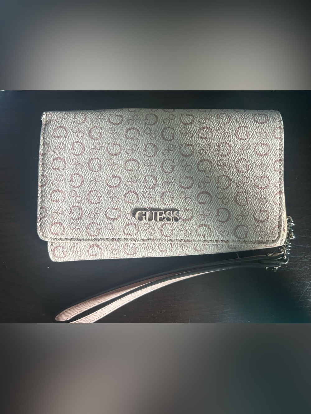 GUESS Pink Monogram Y2K Wristlet Wallet